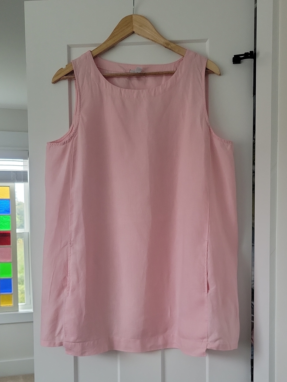 J. Jill Soft Pink 100% Linen Sleeveless Tank Tunic With Pockets